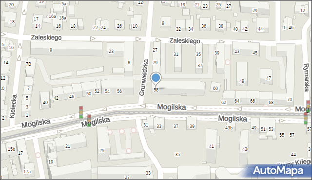 Kraków, Mogilska, 58, mapa Krakowa