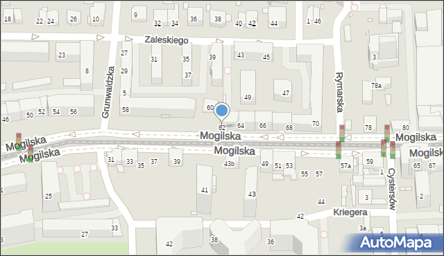 Kraków, Mogilska, 62, mapa Krakowa