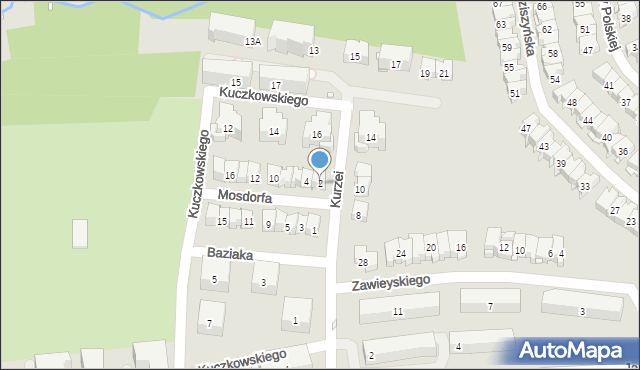 Kraków, Mosdorfa Jana, 2, mapa Krakowa