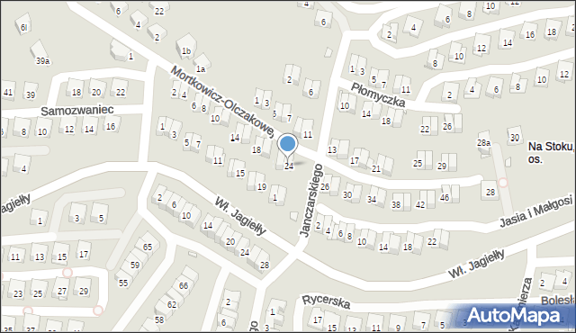 Kraków, Mortkowicz-Olczakowej Hanny, 24, mapa Krakowa