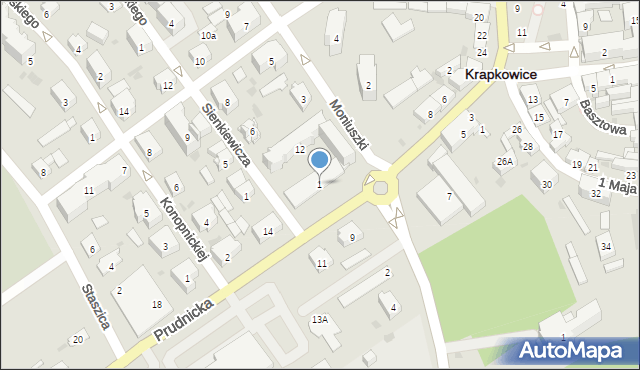 Krapkowice, Moniuszki Stanisława, 1, mapa Krapkowice