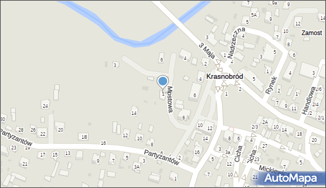 Krasnobród, Mostowa, 1, mapa Krasnobród