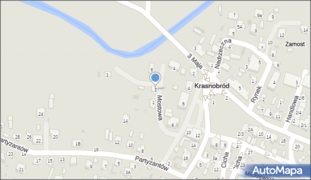 Krasnobród, Mostowa, 2, mapa Krasnobród