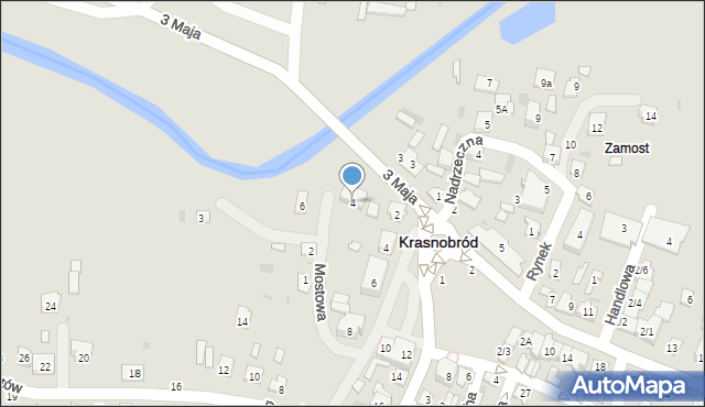 Krasnobród, Mostowa, 4, mapa Krasnobród