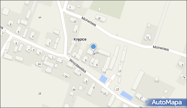 Krępice, Morwowa, 18, mapa Krępice