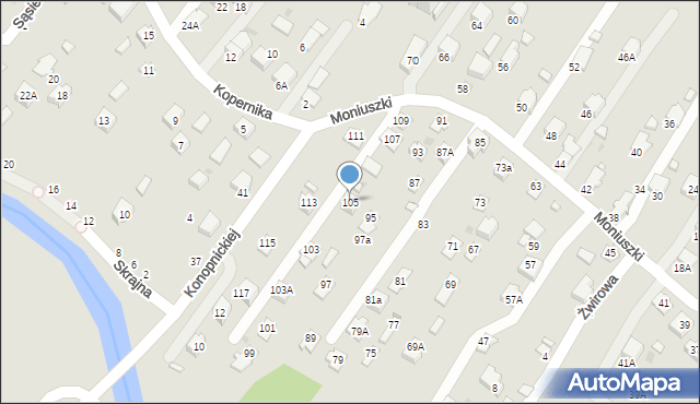 Krosno, Moniuszki Stanisława, 105, mapa Krosna