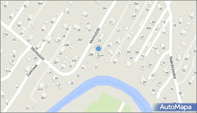 Krosno, Moniuszki Stanisława, 23, mapa Krosna