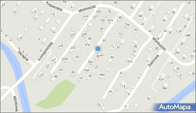Krosno, Moniuszki Stanisława, 81, mapa Krosna