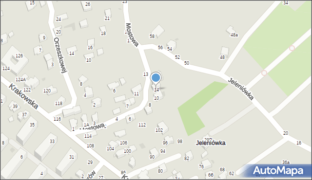 Krosno, Mostowa, 14, mapa Krosna