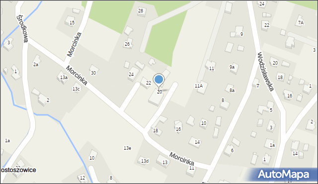 Krostoszowice, Morcinka Gustawa, 20, mapa Krostoszowice