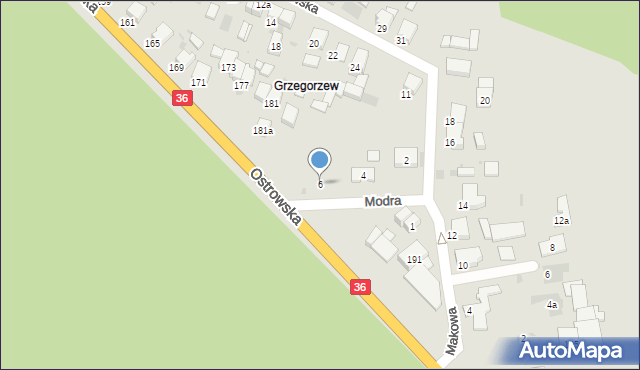 Krotoszyn, Modra, 6, mapa Krotoszyna