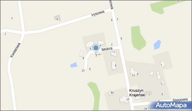 Kruszyn Krajeński, Mokra, 3, mapa Kruszyn Krajeński