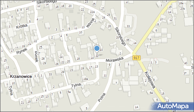 Krzanowice, Morawska, 12, mapa Krzanowice