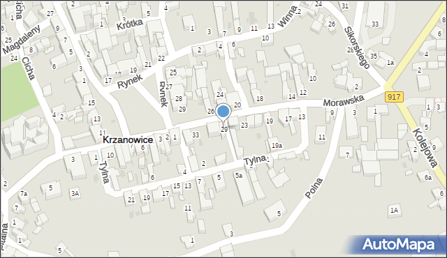 Krzanowice, Morawska, 29, mapa Krzanowice