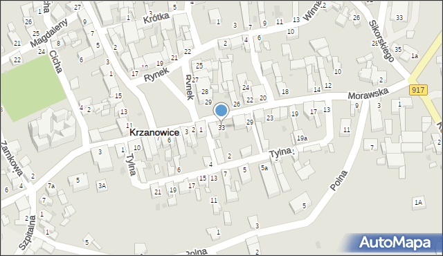 Krzanowice, Morawska, 33, mapa Krzanowice