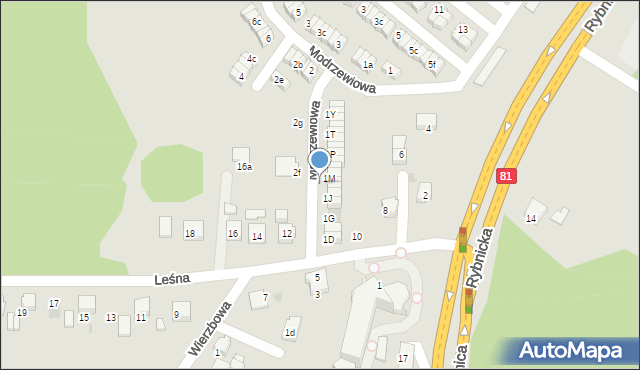 Łaziska Górne, Modrzewiowa, 1l, mapa Łaziska Górne