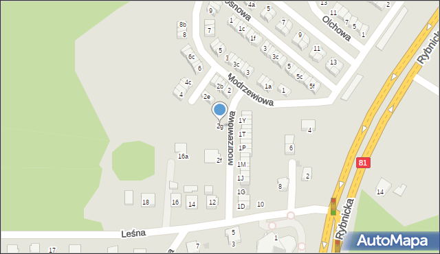 Łaziska Górne, Modrzewiowa, 2g, mapa Łaziska Górne