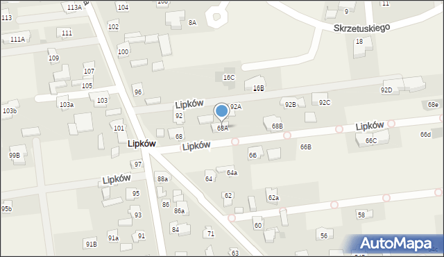 Lipków, Mościckiego Ignacego, 68A, mapa Lipków