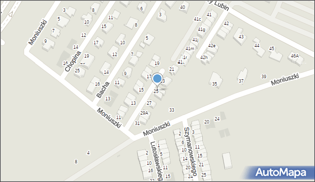 Lubin, Moniuszki Stanisława, 25a, mapa Lubin