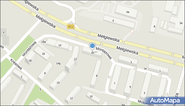 Lublin, Montażowa, 10, mapa Lublina