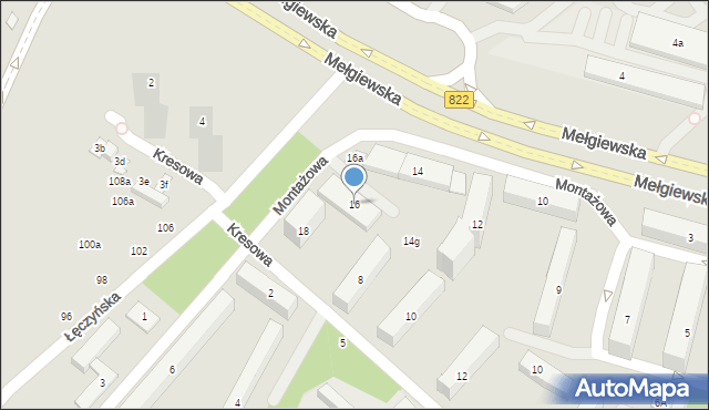 Lublin, Montażowa, 16, mapa Lublina