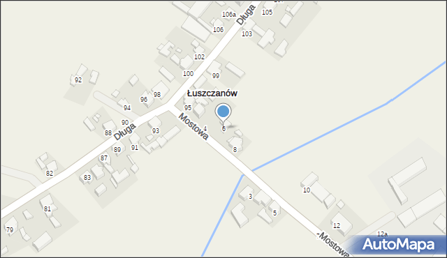 Łuszczanów, Mostowa, 6, mapa Łuszczanów