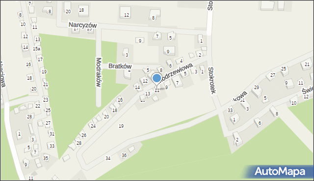 Małe Swornegacie, Modrzewiowa, 11, mapa Małe Swornegacie