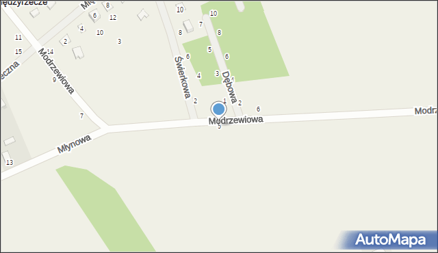 Międzyrzecze, Modrzewiowa, 5, mapa Międzyrzecze