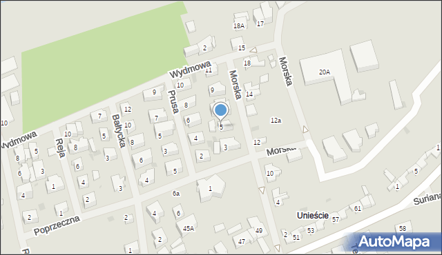 Mielno, Morska, 5, mapa Mielno