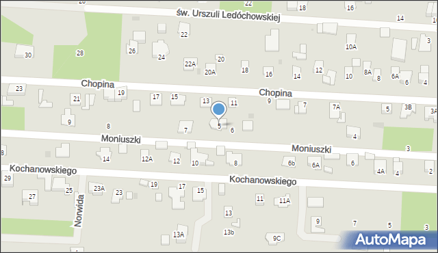 Milanówek, Moniuszki Stanisława, 5, mapa Milanówek
