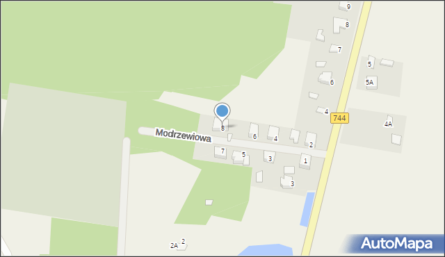 Mirzec, Modrzewiowa, 8, mapa Mirzec