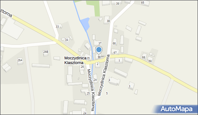 Moczydlnica Klasztorna, Moczydlnica Klasztorna, 36, mapa Moczydlnica Klasztorna
