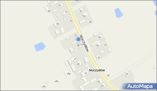 Moczydłów, Moczydłów, 49, mapa Moczydłów