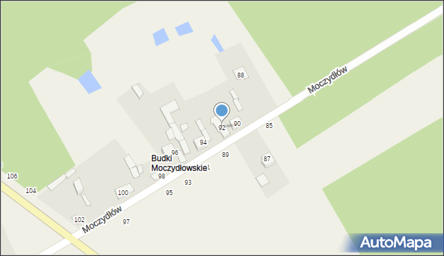 Moczydłów, Moczydłów, 92, mapa Moczydłów