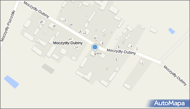 Moczydły-Dubiny, Moczydły-Dubiny, 9, mapa Moczydły-Dubiny