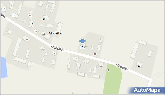 Modełka, Modełka, 19A, mapa Modełka