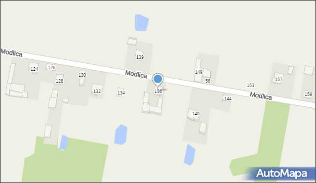 Modlica, Modlica, 136, mapa Modlica