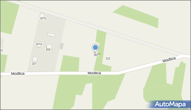 Modlica, Modlica, 322, mapa Modlica