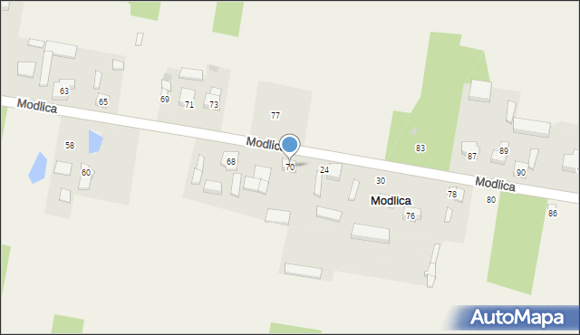 Modlica, Modlica, 70, mapa Modlica