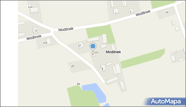 Modlinek, Modlinek, 9, mapa Modlinek