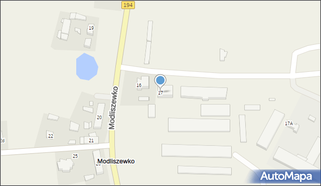 Modliszewko, Modliszewko, 17, mapa Modliszewko