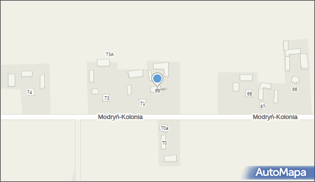 Modryń-Kolonia, Modryń-Kolonia, 69, mapa Modryń-Kolonia