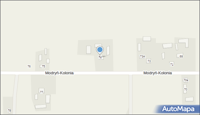 Modryń-Kolonia, Modryń-Kolonia, 74, mapa Modryń-Kolonia