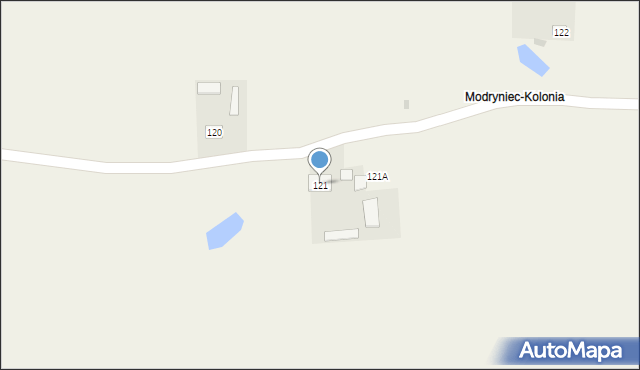 Modryniec, Modryniec, 121, mapa Modryniec