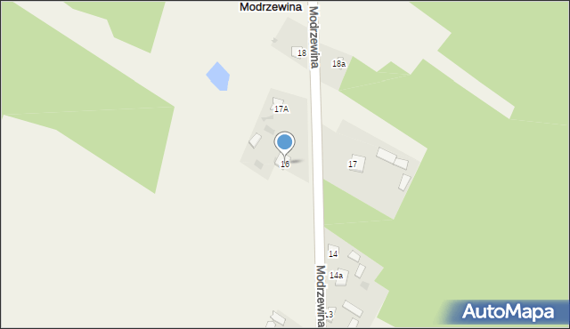 Modrzewina, Modrzewina, 16, mapa Modrzewina