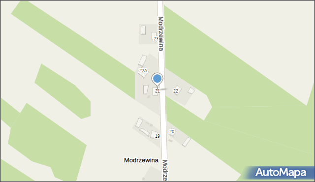 Modrzewina, Modrzewina, 21, mapa Modrzewina