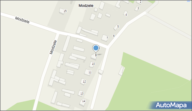 Modzele, Modzele, 9, mapa Modzele