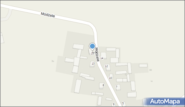 Modzele, Modzele, 15, mapa Modzele