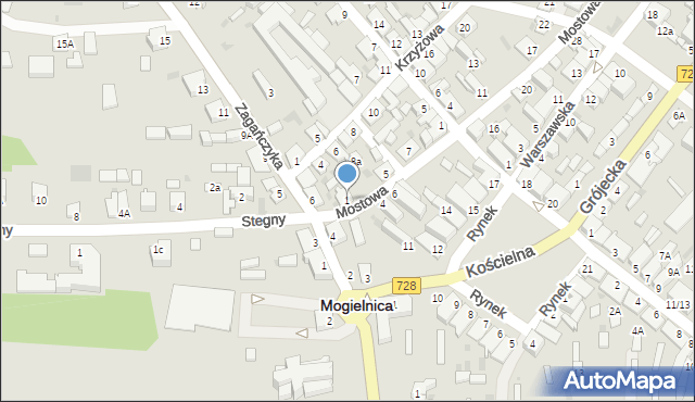 Mogielnica, Mostowa, 1, mapa Mogielnica