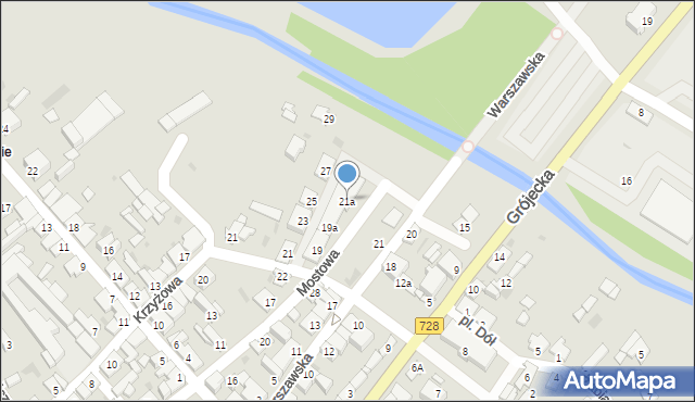 Mogielnica, Mostowa, 21a, mapa Mogielnica